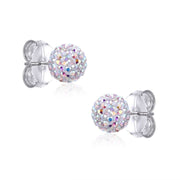 Casablanca 8MM Sterling Silver Crystal Ball Stud Earrings