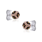 Casablanca Sterling Silver Leopard Crystal Ball Stud Earrings