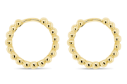 Yellow Gold Beaded Hoop Earrings