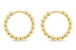 Yellow Gold Beaded Hoop Earrings