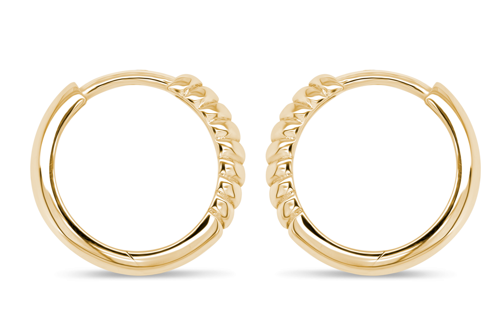 Yellow Gold Rope Hoop Earrings