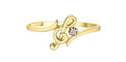 10KT Yellow Gold Diamond Music Note Ring