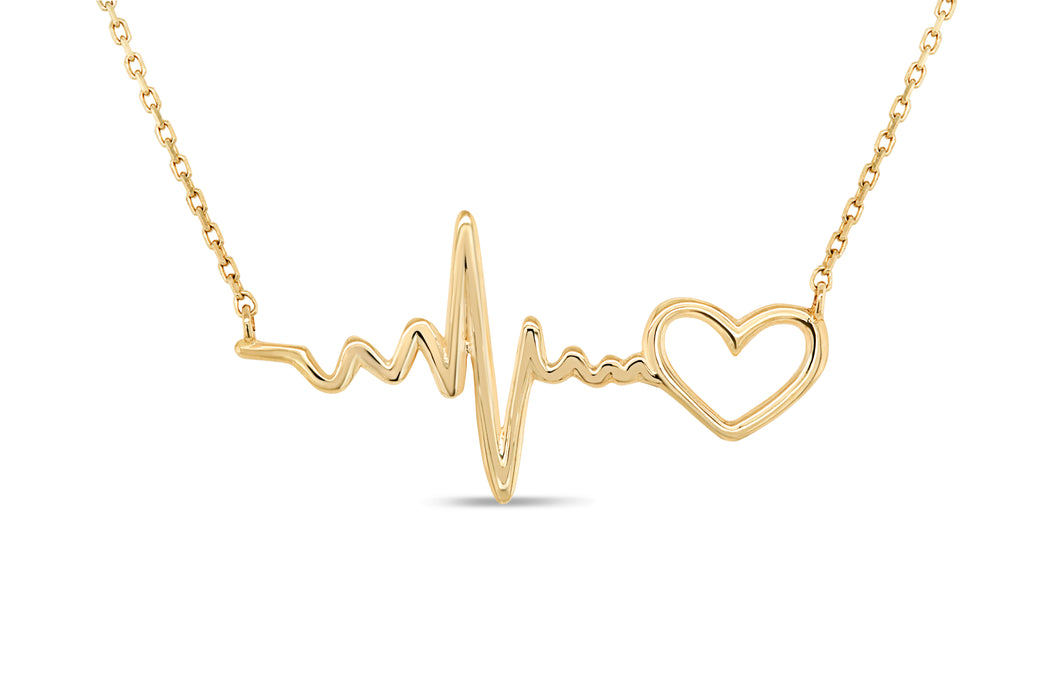Yellow Gold Heartbeat Necklace