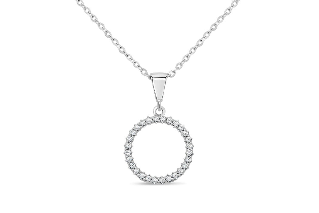 10KT White Gold Circle Necklace