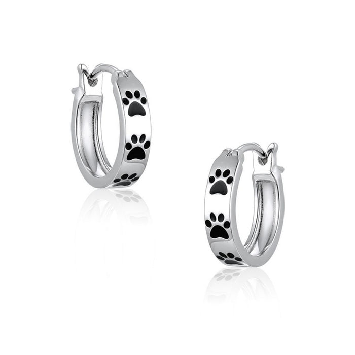 Sterling Silver Paw Print Earrings