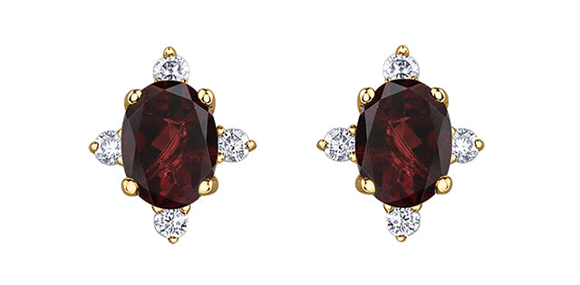 Diamond & Garnet Gemstone Earrings