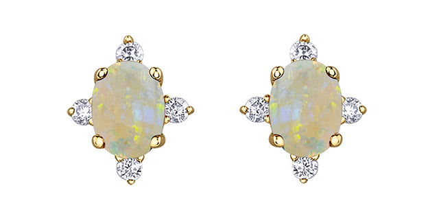 Diamond & Opal Gemstone Earrings