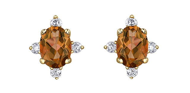 Diamond & Citrine Gemstone Earrings