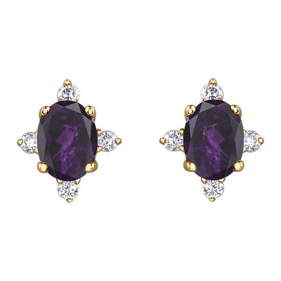 Diamond & Amethyst Gemstone Earrings