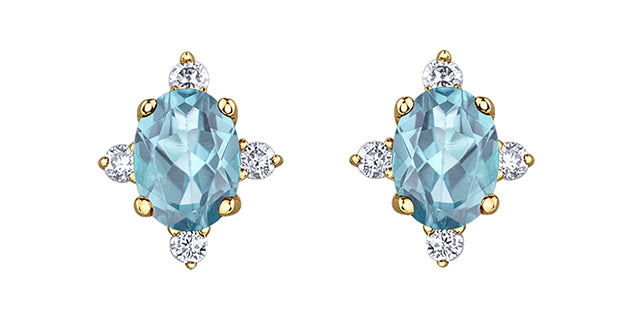 Diamond & Aquamarine Gemstone Earrings