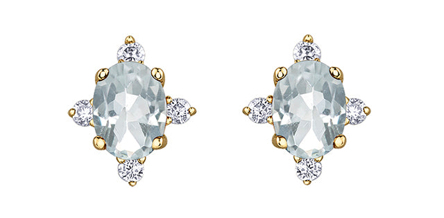 Diamond & White Topaz Gemstone Stud Earrings