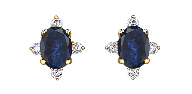 Diamond & Sapphire Gemstone Stud Earrings