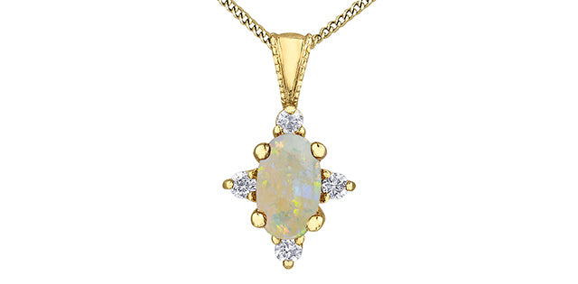 Diamond & Opal Gemstone Pendant & Necklace
