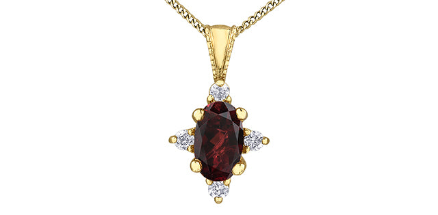 Diamond & Garnet Gemstone Pendant & Necklace