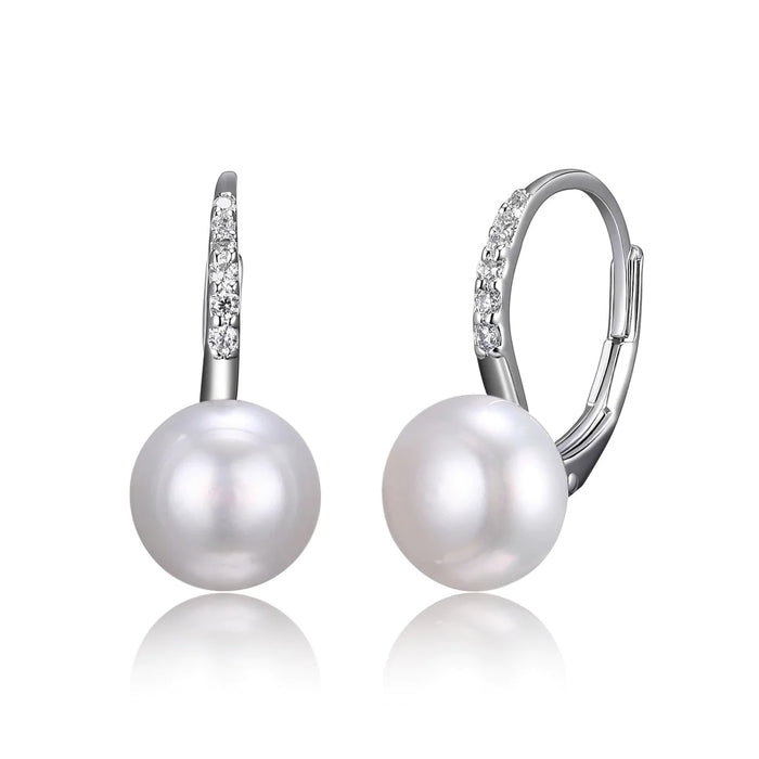 Sterling Silver & CZ Pearl Earrings