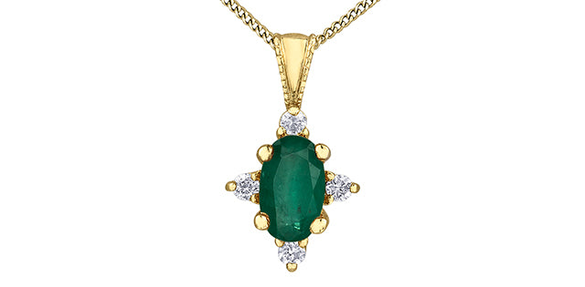 Diamond & Emerald Gemstone Pendant & Necklace