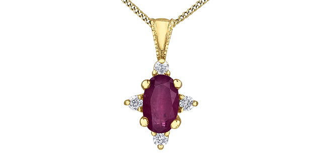 Diamond & Ruby Gemstone Pendant & Necklace