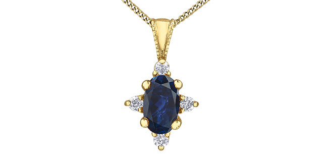 Diamond & Sapphire Gemstone Pendant & Necklace