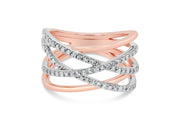 .39CT Two Tone Rose Gold Criss Cross Diamond Fashion Ring