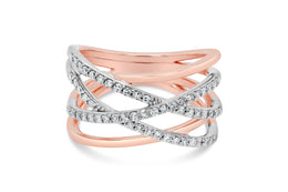 .39CT Two Tone Rose Gold Criss Cross Diamond Fashion Ring