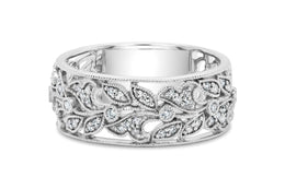 .20CT White Gold Diamond Filagree Leaf Ring