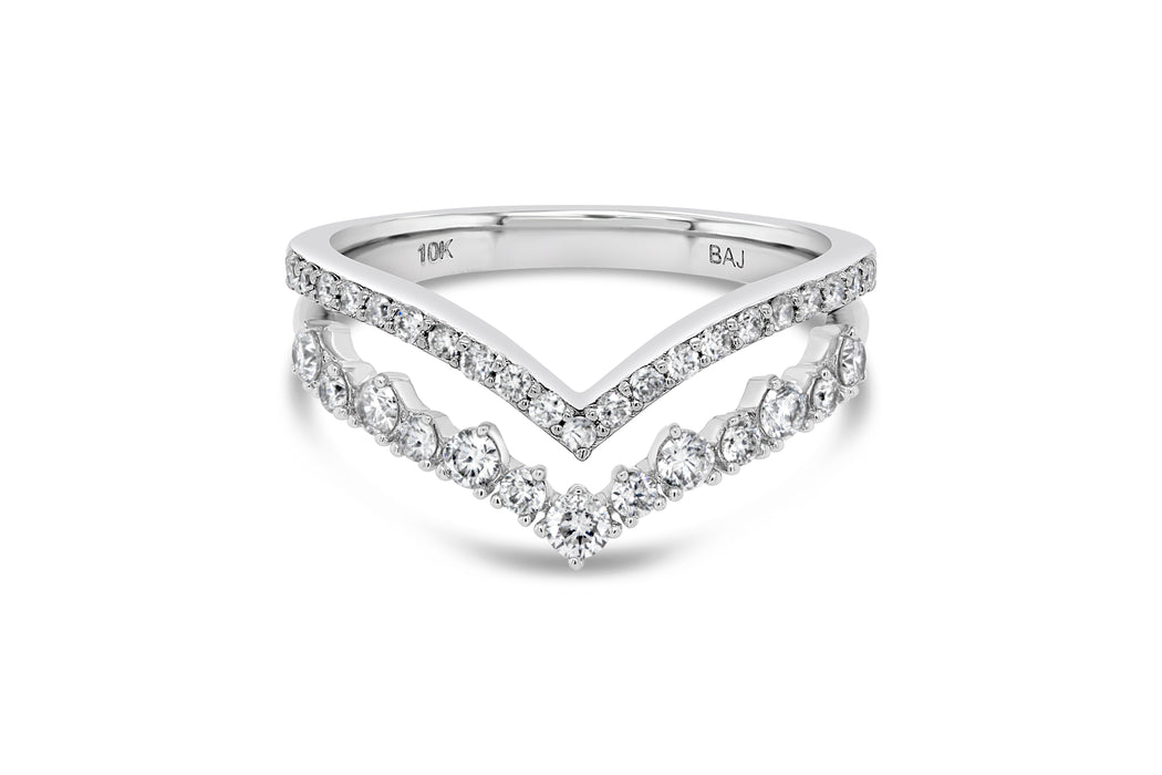 .50CT White Gold Diamond V Ring