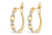 10KT Yellow Gold Diamond Knot Hoop Earrings