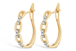10KT Yellow Gold Diamond Knot Hoop Earrings