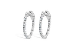 10KT White Gold Diamond Hoop Earrings