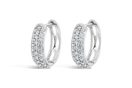 White Gold Pave .75CT Diamond Huggie Hoop Earrings