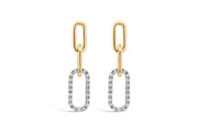 Two-Tone Diamond Paperclip Drop Earrings