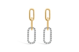 Two-Tone Diamond Paperclip Drop Earrings