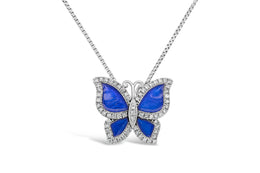 .25CT Diamond Blue Butterfly Pendant