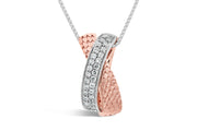 Two-Tone Rose & White Gold Crossover Necklace with Diamonds