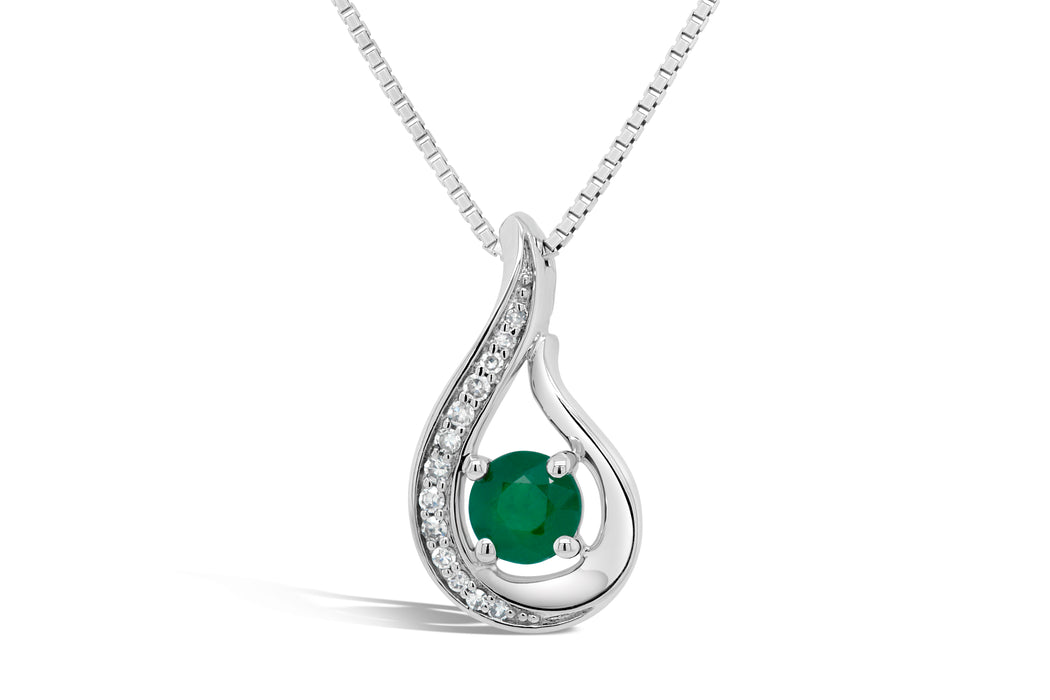 .08CT Diamond & Emerald Pendant