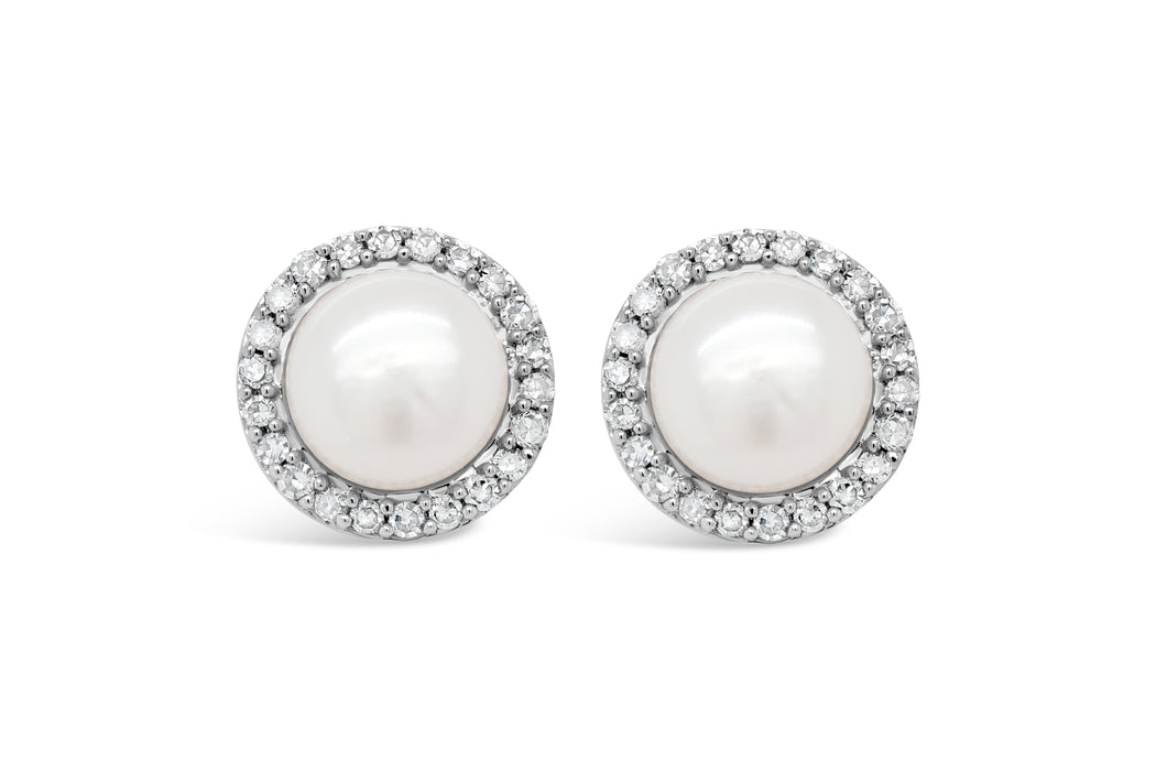 .20CT Diamond & Pearl Stud Earrings