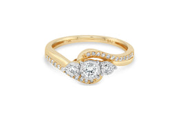 .33CT Diamond Trinity Ring: Yellow Gold