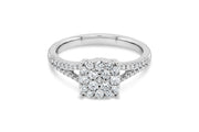 .50CT Diamond Cushion Cluster Engagement Ring