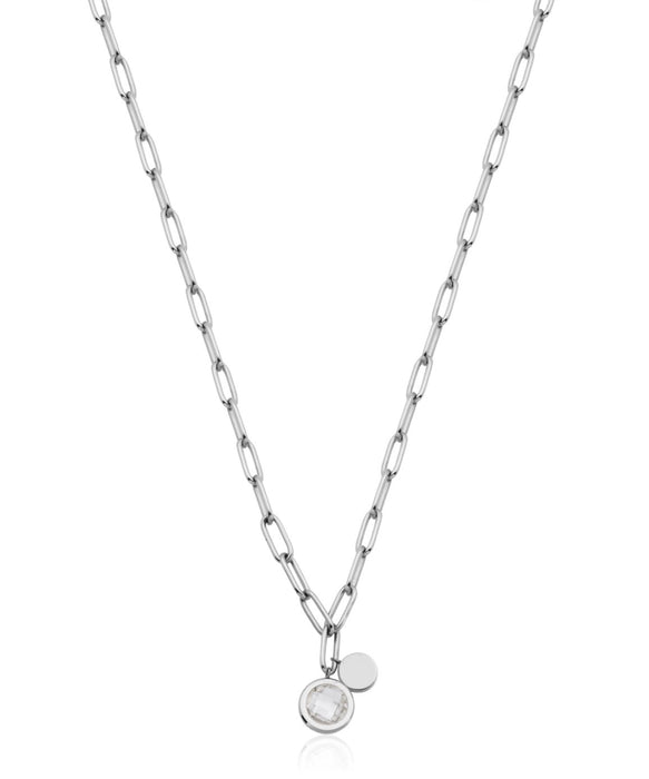 Steelx 20" Stainless Steel Necklace with Crystal Pendant