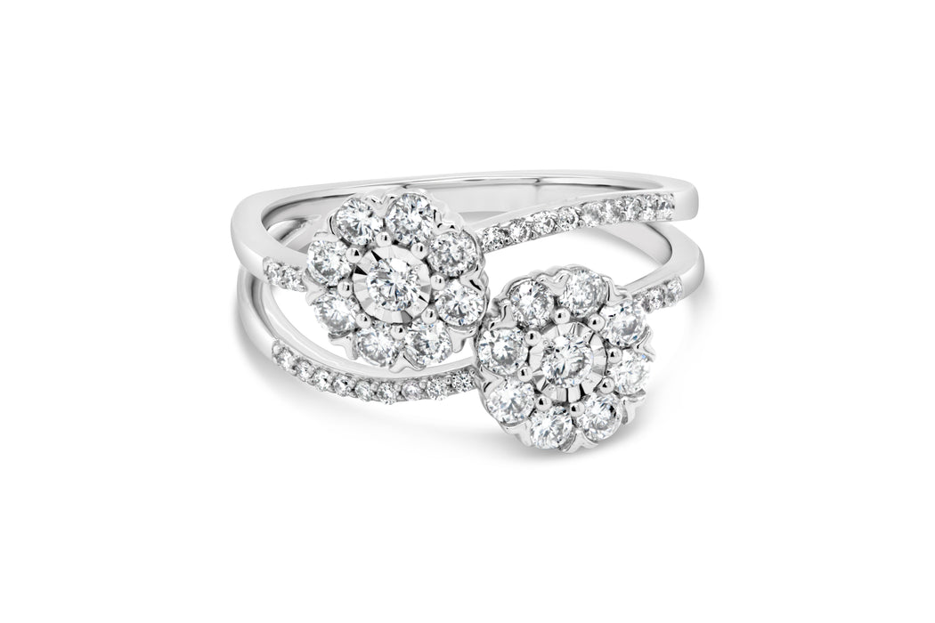 .75CT Diamond Double Round Cluster Ring