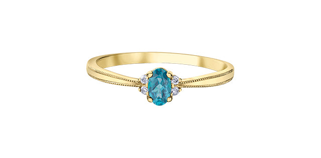 Yellow Gold & Blue Topaz Fashion Ring