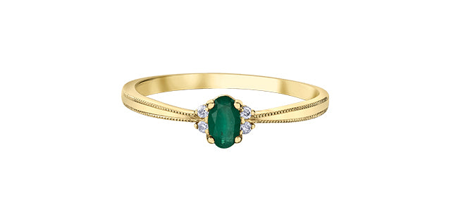 Diamond & Emerald Yellow Gold Gemstone Ring