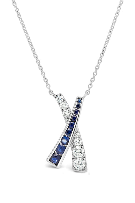 Diamond & Sapphire Criss Cross Necklace