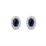 .18CT Diamond & Sapphire Halo Stud Earrings