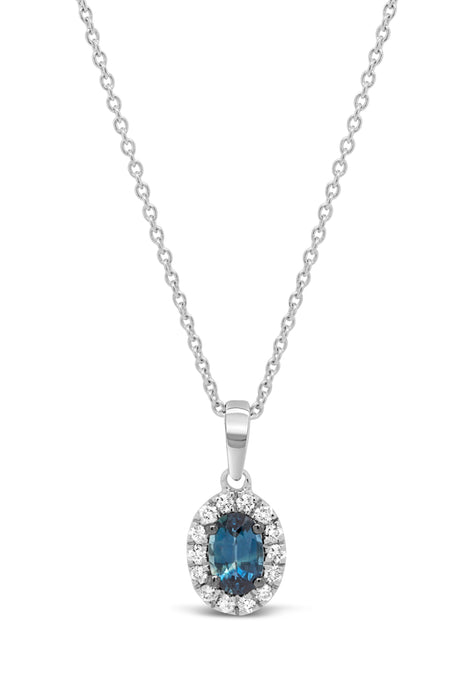.15CT Diamond & Sapphire Halo Necklace
