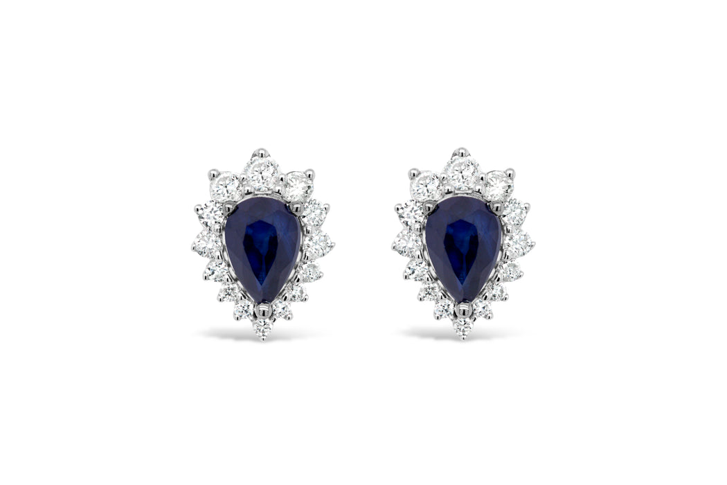 .36CT Diamond & Sapphire Halo Stud Earrings