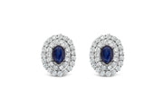 .52CT Double Halo Sapphire Stud Earrings