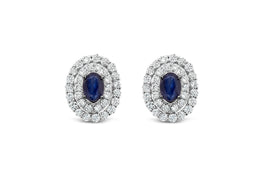 .52CT Double Halo Sapphire Stud Earrings