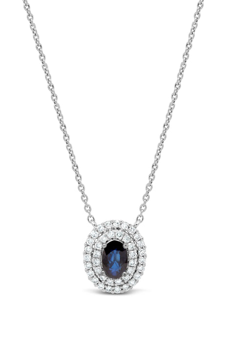 .27CT Double Halo Sapphire Necklace
