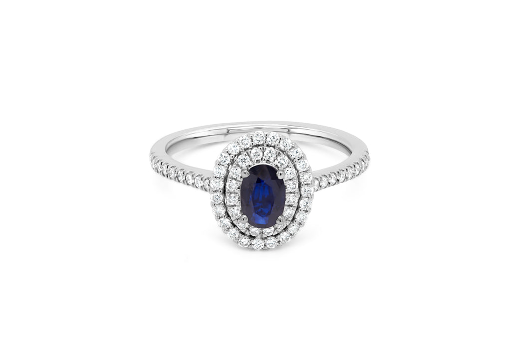 .38CT Double Halo Sapphire Ring